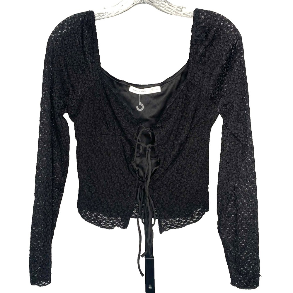 Altar'd State Lace Knit Crop Tie Front Cardigan Coquette Sz Small whimsigoth
